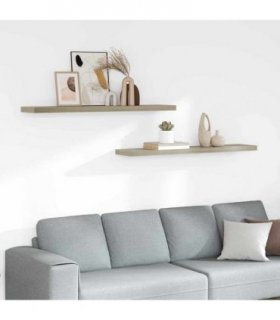 vidaXL Floating Wall Shelves 2 pcs Oak 120x23.5x3.8 cm MDF — Size: 120 x 23.5 x 3.8 cm
