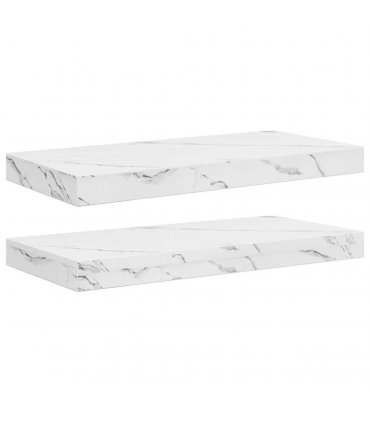 vidaXL Wall Shelf 2 pcs White Marble 50 x 23.5 x 4 cm Engineered Wood — Size: 50 x 23.5 x 3.8 cm