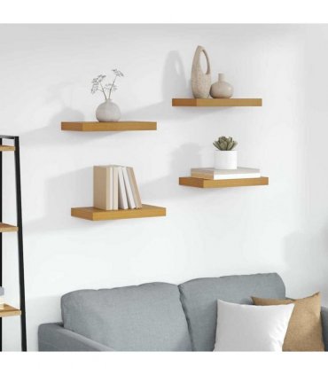vidaXL Wall Shelf 4 pcs Beige 40 x 23.5 x 4 cm Engineered Wood — Size: 40 x 23.5 x 3.8 cm
