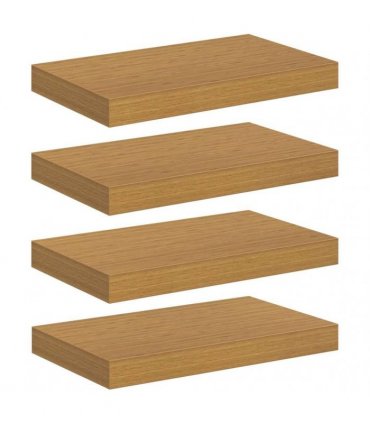 vidaXL Wall Shelf 4 pcs Beige 40 x 23.5 x 4 cm Engineered Wood — Size: 40 x 23.5 x 3.8 cm