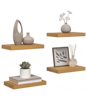 vidaXL Wall Shelf 4 pcs Beige 40 x 23.5 x 4 cm Engineered Wood — Size: 40 x 23.5 x 3.8 cm