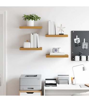 vidaXL Wall Shelf 4 pcs Beige 40 x 23.5 x 4 cm Engineered Wood — Size: 40 x 23.5 x 3.8 cm