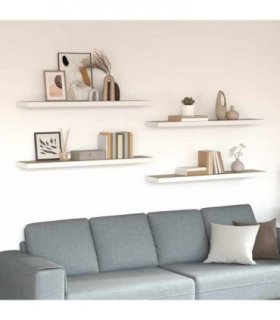 vidaXL Floating Wall Shelves 4 pcs Oak and White 120x23.5x3.8 cm MDF — Size: 120 x 23.5 x 3.8 cm
