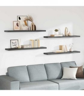 vidaXL Floating Wall Shelves 4 pcs High Gloss Grey 120x23.5x3.8 cm MDF — Size: 120 x 23.5 x 3.8 cm