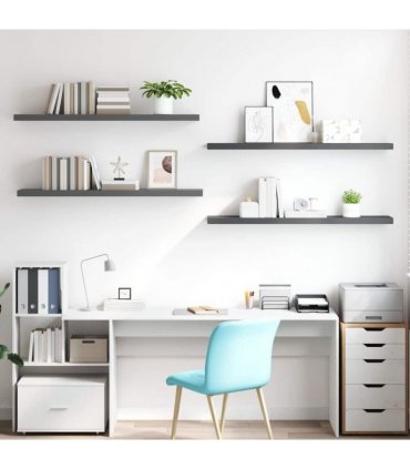 vidaXL Floating Wall Shelves 4 pcs High Gloss Grey 120x23.5x3.8 cm MDF — Size: 120 x 23.5 x 3.8 cm