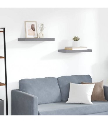 vidaXL Floating Wall Shelf Grey 50x23x3.8 cm MDF — Size: 50 x 23 x 3.8 cm