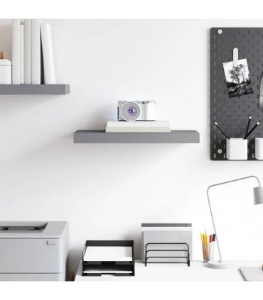vidaXL Floating Wall Shelf Grey 50x23x3.8 cm MDF — Size: 50 x 23 x 3.8 cm