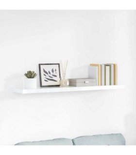 vidaXL Floating Wall Shelf High Gloss White 120x23.5x3.8 cm MDF — Size: 120 x 23.5 x 3.8 cm