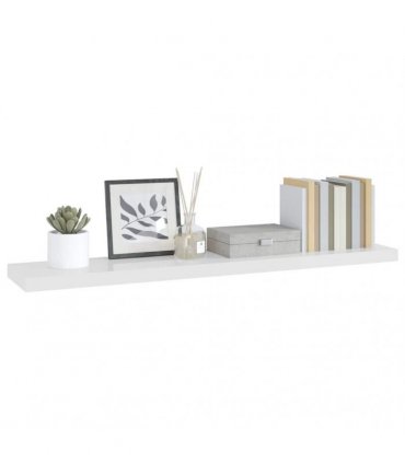 vidaXL Floating Wall Shelf High Gloss White 120x23.5x3.8 cm MDF — Size: 120 x 23.5 x 3.8 cm