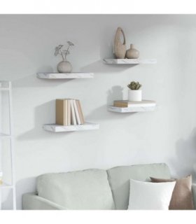 vidaXL Wall Shelf 4 pcs White Marble 40 x 23.5 x 4 cm Engineered Wood — Size: 40 x 23.5 x 3.8 cm