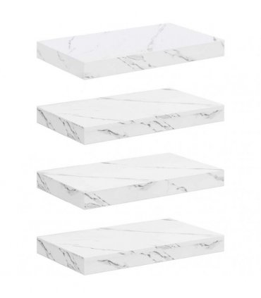 vidaXL Wall Shelf 4 pcs White Marble 40 x 23.5 x 4 cm Engineered Wood — Size: 40 x 23.5 x 3.8 cm