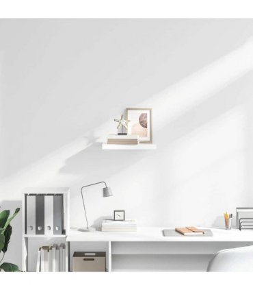 vidaXL Floating Wall Shelf High Gloss White 40x23x3.8 cm MDF — Size: 40 x 23 x 3.8 cm