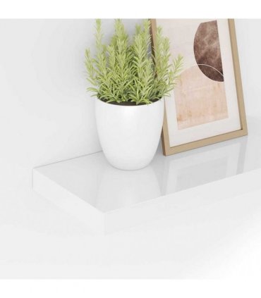 vidaXL Floating Wall Shelf High Gloss White 40x23x3.8 cm MDF — Size: 40 x 23 x 3.8 cm