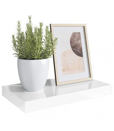 vidaXL Floating Wall Shelf High Gloss White 40x23x3.8 cm MDF — Size: 40 x 23 x 3.8 cm
