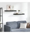 vidaXL Floating Wall Shelves 2 pcs Black 60x23.5x3.8 cm MDF — Size: 60 x 23.5 x 3.8 cm