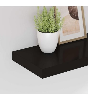 vidaXL Floating Wall Shelves 2 pcs Black 60x23.5x3.8 cm MDF — Size: 60 x 23.5 x 3.8 cm