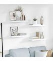 vidaXL Floating Wall Shelves 4 pcs High Gloss White 50x23x3.8 cm MDF — Size: 50 x 23 x 3.8 cm