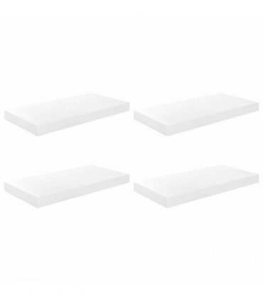 vidaXL Floating Wall Shelves 4 pcs High Gloss White 50x23x3.8 cm MDF — Size: 50 x 23 x 3.8 cm