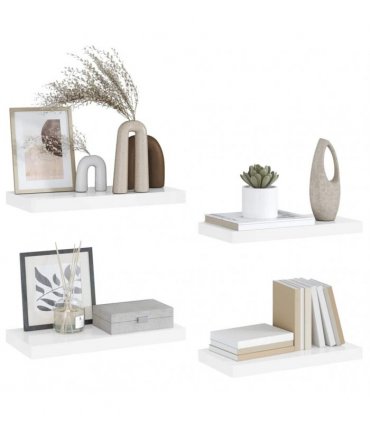 vidaXL Floating Wall Shelves 4 pcs High Gloss White 50x23x3.8 cm MDF — Size: 50 x 23 x 3.8 cm