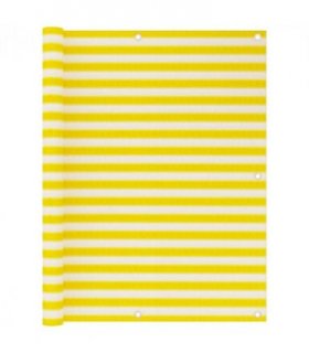 vidaXL Balcony Screen Yellow and White 120x600 cm HDPE — Size: 120 x 600 cm