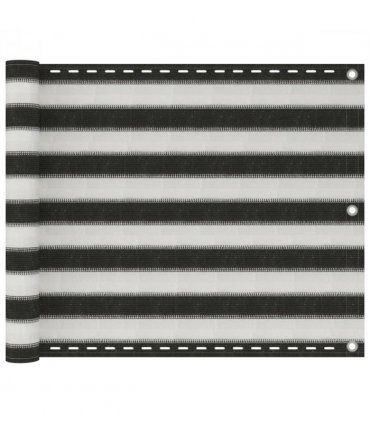 vidaXL Balcony Screen HDPE 75x600 cm Anthracite and White — Size: 75 x 600 cm