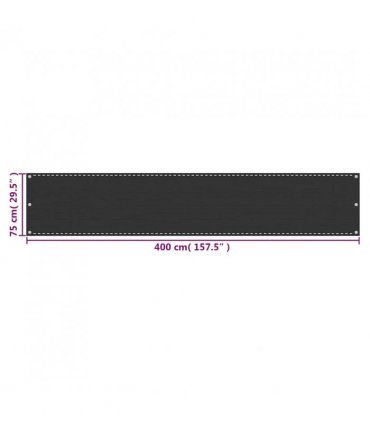 vidaXL Balcony Screen HDPE 75x400 cm Anthracite — Size: 75 x 400 cm