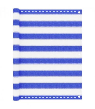 vidaXL Balcony Screen Blue and White 90x500 cm HDPE — Size: 90 x 500 cm