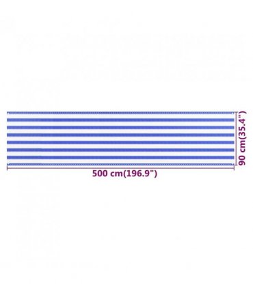 vidaXL Balcony Screen Blue and White 90x500 cm HDPE — Size: 90 x 500 cm