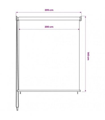 vidaXL Outdoor Roller Blind 205(W)x140(H) cm Anthracite — Size: 200 x 140 cm