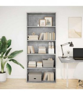 vidaXL Book Cabinet Concrete Grey 80x30x189 cm Engineered Wood