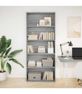 vidaXL Book Cabinet Grey Sonoma 80x30x189 cm Engineered Wood