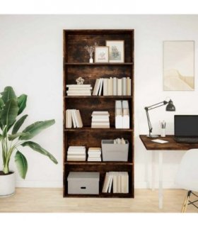 vidaXL Book Cabinet Smoked Oak 80x30x189 cm Engineered Wood