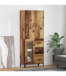 vidaXL Highboard Old Wood 69.5 x 34 x 180 cm Engineered Wood — V0671957839