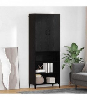 vidaXL Highboard Black Oak 69.5 x 34 x 180 cm Engineered Wood — V0671957843