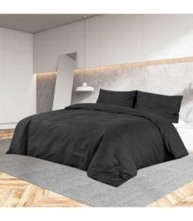 vidaXL Duvet Cover Set Black 200x200 cm Light-weight Microfiber — Size: 200 x 200 cm + 65 x 65 cm