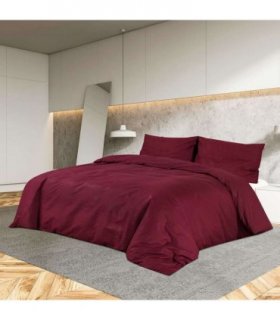 vidaXL Duvet Cover Set Bordeaux 200x200 cm Light-weight Microfiber — Colour: red, Size: 200 x 200 cm + 50 x 75 cm