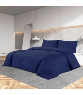 vidaXL Duvet Cover Set Navy Blue 260x240 cm Light-weight Microfiber — Size: 260 x 240 cm + 65 x 65 cm