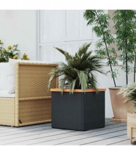 vidaXL Planter Black 40x40x40 cm Poly Rattan — Size: 40 x 40 x 40 cm