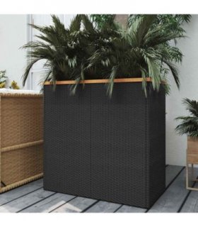 vidaXL Planter Black 80x40x80 cm Poly Rattan — Size: 80 x 40 x 80 cm