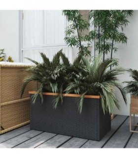 vidaXL Planter Black 80x40x40 cm Poly Rattan — Size: 80 x 40 x 40 cm