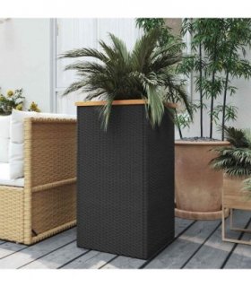 vidaXL Planter Black 40x40x80 cm Poly Rattan — Size: 40 x 40 x 80 cm