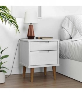 vidaXL Bedside Cabinet MOLDE White 40x35x48 cm Solid Wood Pine