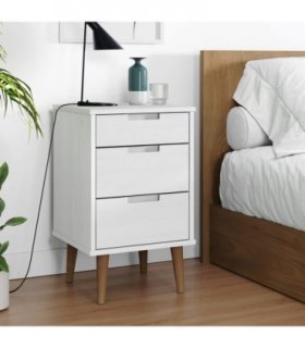 vidaXL Bedside Cabinet MOLDE White 40x35x65 cm Solid Wood Pine