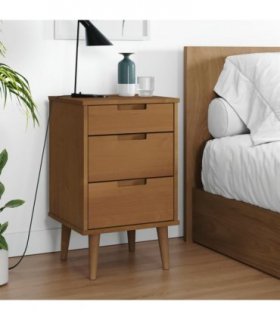 vidaXL Bedside Cabinet MOLDE Brown 40x35x65 cm Solid Wood Pine