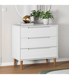 vidaXL Drawer Cabinet MOLDE White 80x40x80 cm Solid Wood Pine
