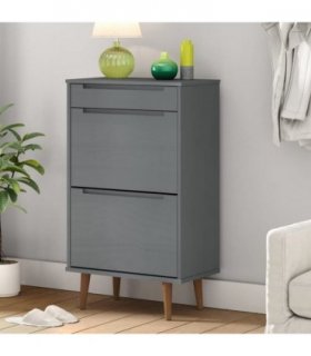 vidaXL Shoe Cabinet MOLDE Grey 59,5x35x103 cm Solid Wood Pine