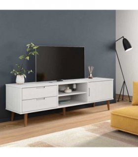 vidaXL TV Cabinet MOLDE White 158x40x49 cm Solid Wood Pine