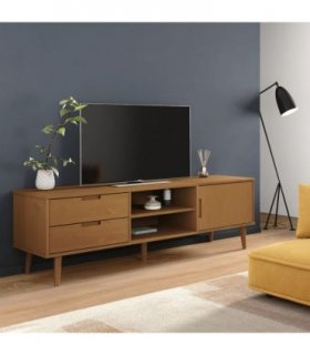 vidaXL TV Cabinet MOLDE Brown 158x40x49 cm Solid Wood Pine