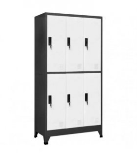 vidaXL Locker Cabinet Anthracite and White 90x45x180 cm Steel — Model: with 6 lockers