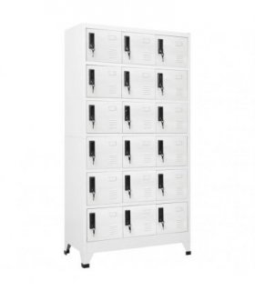 vidaXL Locker Cabinet White 90x40x180 cm Steel — Model: with 18 lockers